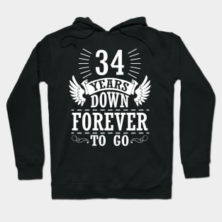 34 Years Down Forever To Go Happy Wedding Marry Anniversary Memory Since 1986 Hoodie